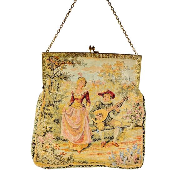 1930's French Woven Tapestry Purse with Orchestra Ticket Stub from 1970 - Picture 4 of 15